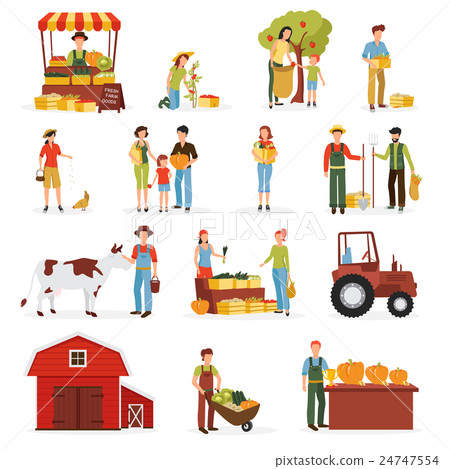 Autumn Harvest Farm Flat Icons Collection  24747554