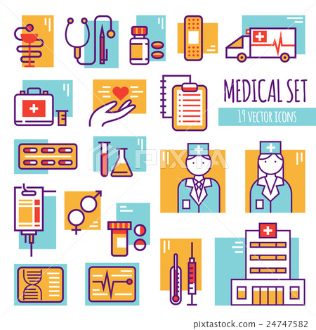 Medical Decorative Line Icons Set 24747582