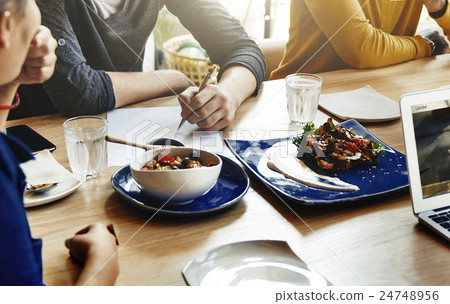 Business People Meeting Eating Discussion Cuisin Concept 24748956