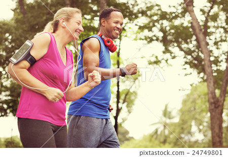 Couple Exercise Fitness Happiness Healthy Concept Couple Exercise Fitness Happiness Healthy Concept 24749801