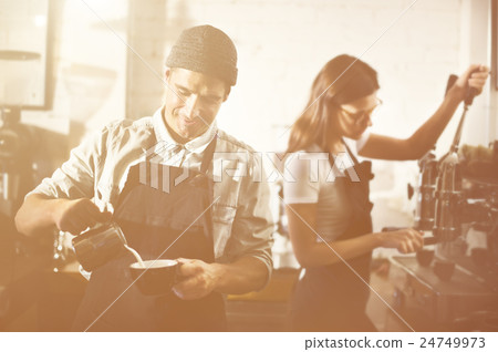 Barista Parepare Coffee Working Order Concept Barista Parepare Coffee Working Order Concept 24749973
