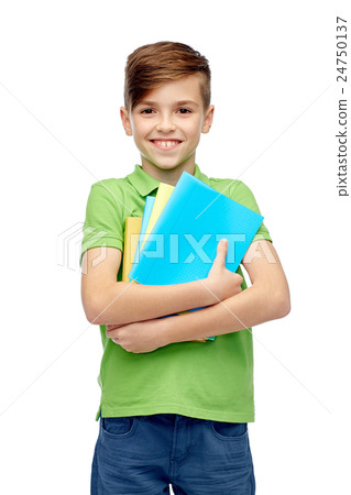 happy student boy with folders and notebooks happy student boy with folders and notebooks 24750137