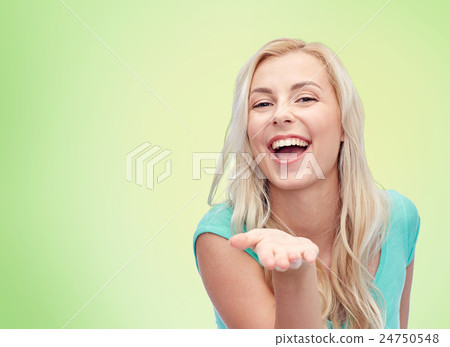 smiling young woman or teenage girl smiling young woman or teenage girl 24750548
