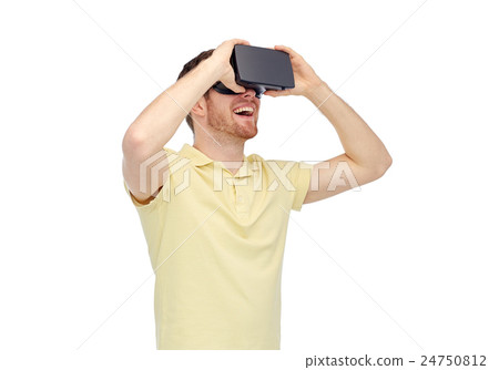 happy man in virtual reality headset or 3d glasses happy man in virtual reality headset or 3d glasses 24750812