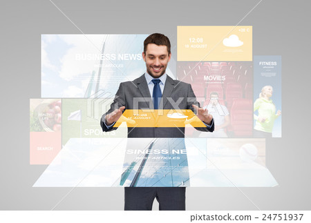 happy businessman with weather forecast app happy businessman with weather forecast app 24751937