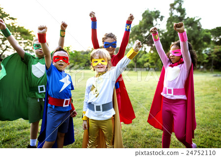 Superheroes Kids Friends Playing Togetherness Concept Superheroes Kids Friends Playing Togetherness Concept 24752110