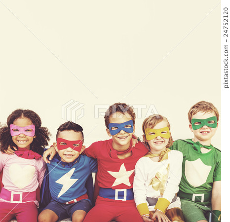 Superheroes Kids Friends Playing Togetherness Concept Superheroes Kids Friends Playing Togetherness Concept 24752120