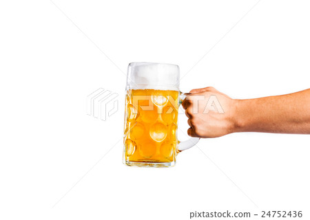 Unrecognizable man holding a beer mug, studio shot 24752436