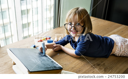 Kid Chalkboard Drawing Relax Leisure Concept Kid Chalkboard Drawing Relax Leisure Concept 24753200