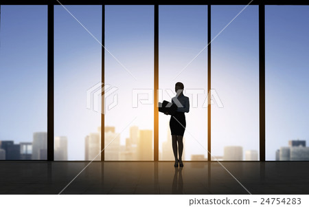 silhouette of business woman with folders silhouette of business woman with folders 24754283
