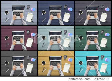 Working Workplace Workspace Work Aerial View Concept 24756392