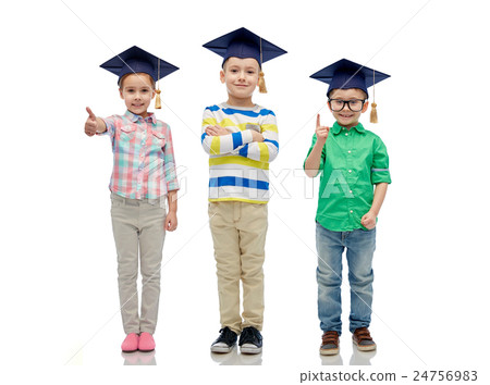 happy children in bachelor hats and eyeglasses happy children in bachelor hats and eyeglasses 24756983
