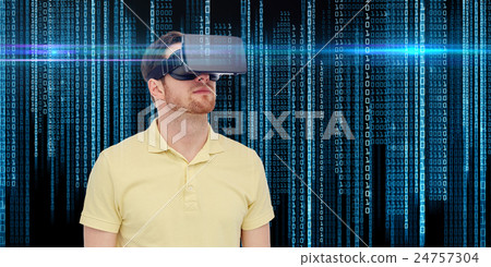 man in virtual reality headset or 3d glasses 24757304