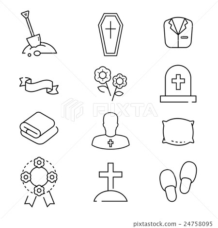 Icons set for funeral agency. Line symbols Icons set for funeral agency. Line symbols 24758095