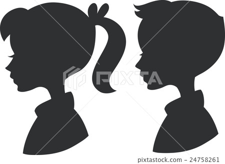boy and girl black silhouette vector children - Stock Illustration ...