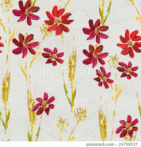 Seamless pattern with red flowers 24759537
