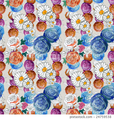Seamless pattern with colorful flowers Seamless pattern with colorful flowers 24759538