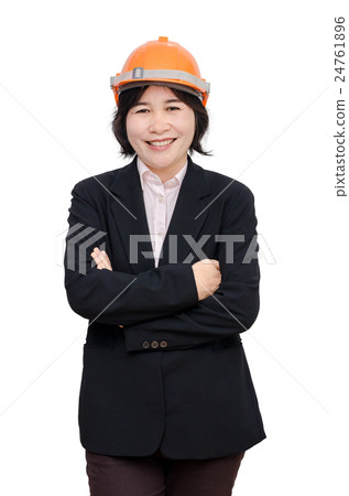 engineer woman with helmet over white background 24761896