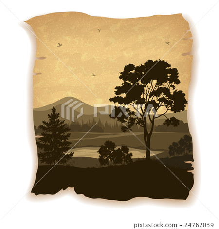 Landscape, Trees, River and Birds Landscape, Trees, River and Birds 24762039