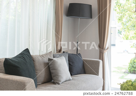 set of pillow on grey modern sofa set of pillow on grey modern sofa 24762788