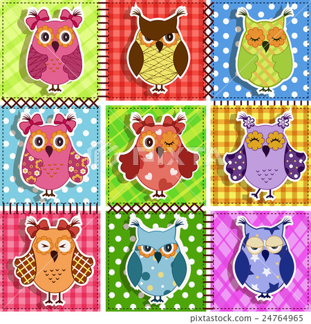Patchwork with owls. Baby seamless background 24764965