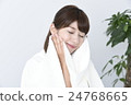 Beauty beauty skin dermatology consultation women up smile towel upper body white back margin 24768665