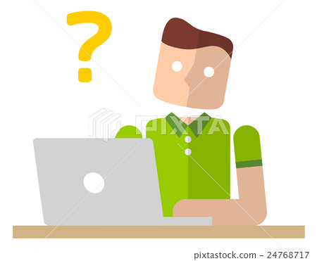A man using a personal computer: a question - Stock Illustration ...