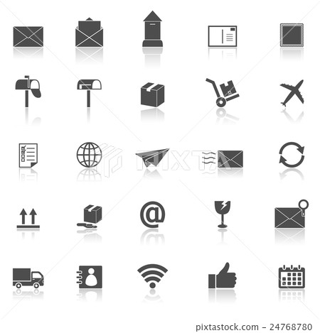 Post icons with reflect on white background - Stock Illustration ...