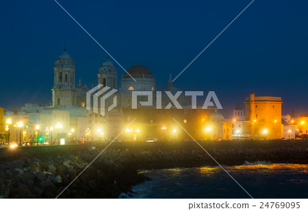 night view of Cathedral in Cadiz night view of Cathedral in Cadiz 24769095