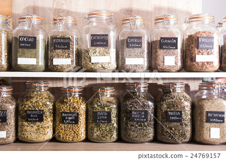 cans with herbs shop 24769157