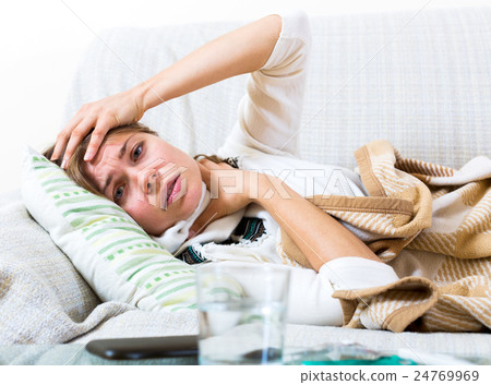 Girl suffering of sore throat Girl suffering of sore throat 24769969