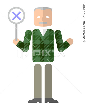 Senior man: answer incorrect answer - Stock Illustration [24774904] - PIXTA