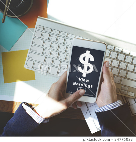 View Earnings Money Accounting Financial Concept View Earnings Money Accounting Financial Concept 24775082