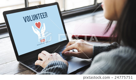 Volunteer Helping Hands Heart Icon Concept. 24775751