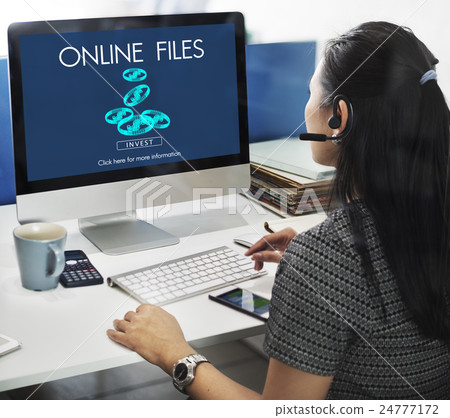 Onine Files Streaming Computer Connection Concept Onine Files Streaming Computer Connection Concept 24777172