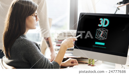 3D Three Dimensional Futuristic Display Modern Concept 3D Three Dimensional Futuristic Display Modern Concept 24777686