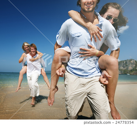 People Piggyback Beach Summer Holiday Vacation Concept People Piggyback Beach Summer Holiday Vacation Concept 24778354