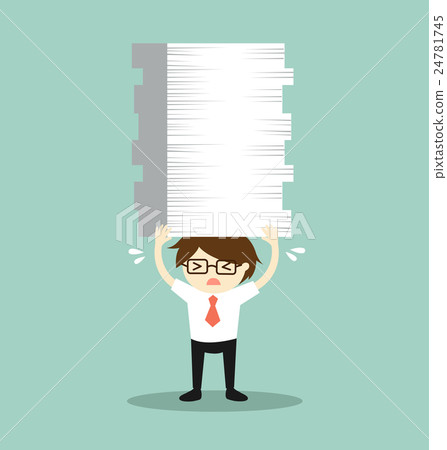 Businessman is holding a lot of papers. Businessman is holding a lot of papers. 24781745