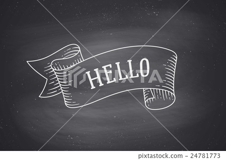 Greeting card with ribbon and word Hello Greeting card with ribbon and word Hello 24781773