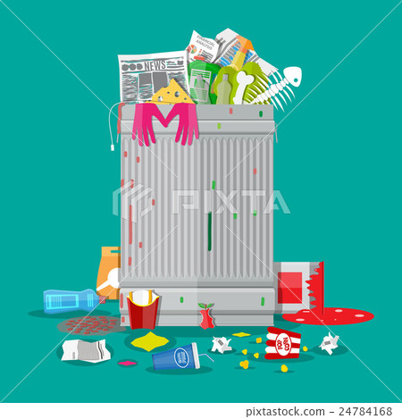 Garbage bin full of trash. Overflowing container Garbage bin full of trash. Overflowing container 24784168
