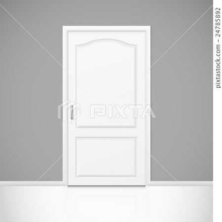 White realistic closed door in empty room interior 24785892