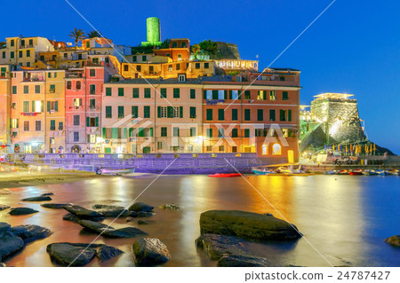 Vernazza. The old harbor at night. Vernazza. The old harbor at night. 24787427