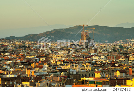 Barcelona in sunset time, Spain Barcelona in sunset time, Spain 24787452