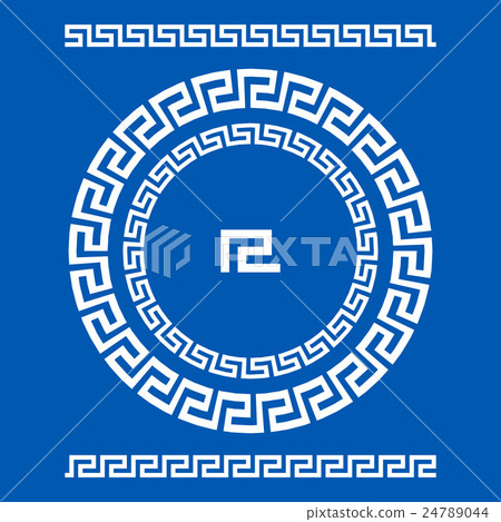 Circle ornament meander. Round frame, rosette 24789044