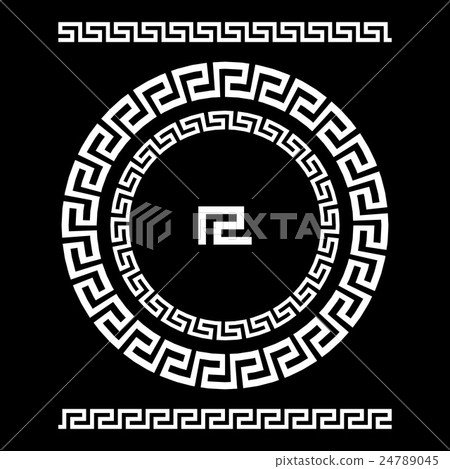 Circle ornament meander. Round frame, rosette 24789045