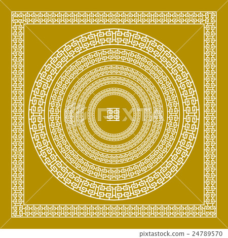 golden, ornamental, Meander circle frame in Gold - Stock Illustration ...