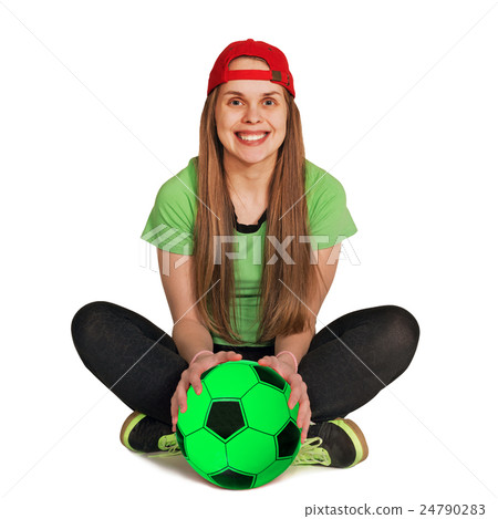 sitting girl with ball 24790283