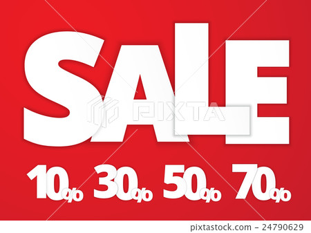 White sale sign over red background. White sale sign over red background. 24790629