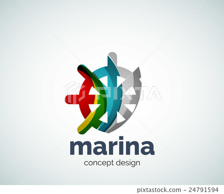 Vector marina, steering wheel logo template Vector marina, steering wheel logo template 24791594