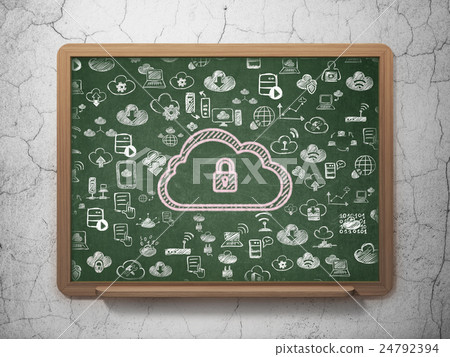 Cloud computing concept: Cloud With Padlock on Cloud computing concept: Cloud With Padlock on 24792394